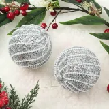 로열실버 글리터 장식볼 2p(10cm) (구슬회오리)