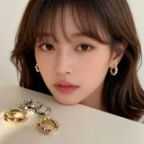 꼬임 이어링 귀걸이 포인트 장식 귓볼 링 골드 실버
