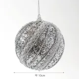 로열실버 글리터 장식볼 2p(10cm) (레이스회오리)