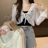 숏 가디건 플라워 레이스 패턴 여성 봄 아우터
