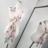 모자 쉬폰 스카프 꽃무늬