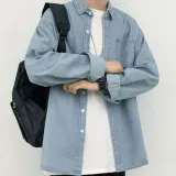 남성 긴팔 셔츠 데님 남방 캐주얼 언더웨어 2컬러