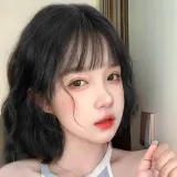 물결펌 단발머리 통가발(블랙) 단발펌