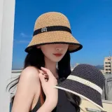 M로고 라탄 벙거지 봄 여름 버킷햇 여성 모자