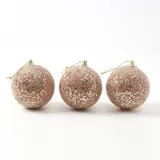 로즈골드 글리터 장식볼 3p(8cm) (반짝이스팽글)