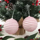 핑크블라썸 패브릭 장식볼 2P(10cm) (화이트&핑크)