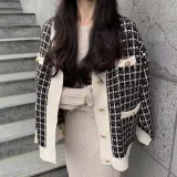 트위드 가디건 골드 버튼 크롭 니트 가디건 여성 상의