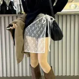 롱 스커트 레이스 프릴 레이어드 흰색 치마 랩 스타일