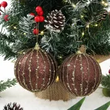 초코브라운 글리터 장식볼 2p(10cm) (세로스팽글)