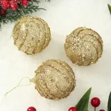 로열골드 글리터 장식볼 3p(8cm) (스타회오리)