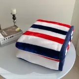 담요 양면 따뜻 극세사 블랭킷 이불 스트라이프 파란색 빨간색