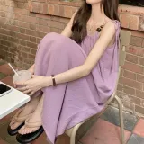 여름 펀칭 롱 원피스 민소매 여성 바캉스 레이스 드레스 루즈핏