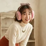 핑크 머리띠귀마개 겨울 방한 털귀마개