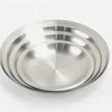 스텐 고기 접시 스텐 원형 접시 서빙용 캠핑용 가정용 식당용 구이 음식 스텐레스 식판