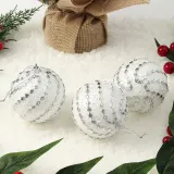 실버화이트 글리터 장식볼 3p(8cm) (블링회오리)