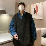 남성 니트 조끼 남자 홈웨어 브이넥 조끼 레이어드 조끼