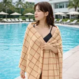 뽀송데이 30수 코튼 바스타월 70x140cm 체크 브라운
