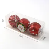 루비레드 글리터 장식볼 3p(8cm) (진주드롭)