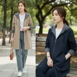 여성 봄 가을 간절기 경량 봄점퍼 롱 후드 야상 점퍼 오버핏 아우터 바람막이