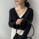 EAS 꽈배기 크롭 니트 가디건 브이넥 가디건 베이직가디건