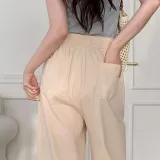 아인리 여성 린넨 밴딩 와이드 9부 팬츠 ay1105