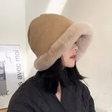 여자 벙거지모자 겨울 털 버킷햇 패션모자 베이지