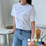 화이트 라운드넥 크롭티 바니첼 베이직 노블