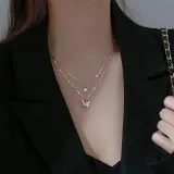 나비 2줄 믹스체인 목걸이