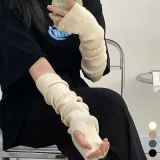 아이보리 골지니트 핸드 암워머