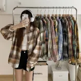 여성 복고풍 체크 남방 ELC9046