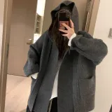 니트 후드가디건 루즈핏 데일리 홈웨어