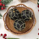 블랙시크 글리터 장식볼 3p(8cm) (다이아체크)