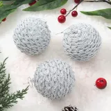 로열실버 글리터 장식볼 3p(8cm) (화이트베일)