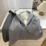 여성 후드집업 양털 기모 점퍼 동계 홈웨어 아우터