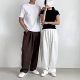 남녀 공용 슈나 캐도프 3턱 와이드 바지 오버핏 빅사이즈