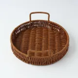 베스트 원형 라탄짜임 트레이(25cm) 손잡이 쟁반