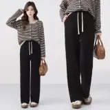 코듀로이 팬츠 세미와이드 기모 골덴바지 여성 밴딩 바지