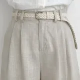아인리 여성 린넨 혼방 핀턱 벨트세트 5부팬츠 ay1970