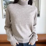 여자 긴팔 폴라 니트티 캐시미어 혼방 데일리 상의 4색상