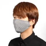 체크패턴 다회용 면마스크/빨아쓰는 입체마스크(블랙)