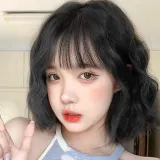 물결펌 단발머리 통가발(블랙) 단발펌