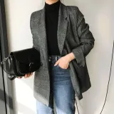 여성 체크 자켓 가을 마이 정장 오피스룩 면접 재킷