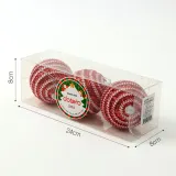 루비레드 글리터 장식볼 3p(8cm) (가로스티치)