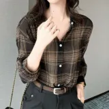 체크 남방 블라우스 여성 클래식 셔츠 데일리 상의