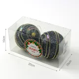 다크블루 글리터 장식볼 2p(10cm) (가로구슬)
