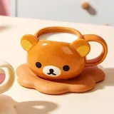 리락쿠마 입체 페이스 머그컵 150ml-브라운