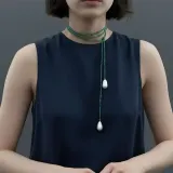 사계절 패션 드롭 크리스탈 1m 목걸이 쉘진주 롱 그린 롱진주 찐주얼리 긴목걸이 결혼식 사계절 고급목걸이