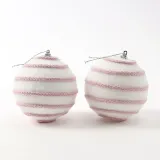 핑크블라썸 패브릭 장식볼 2P(10cm) (가로줄무늬)
