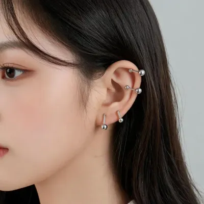 여성 은 귀걸이 미니 볼 이어링 원형 포인트 데일리룩 결혼식 하객 액세서리 선물용
