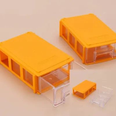연결형 서랍식 멀티 수납함 2p세트 8.5x4.5cm 옐로우 다용도정리함 부품수납함